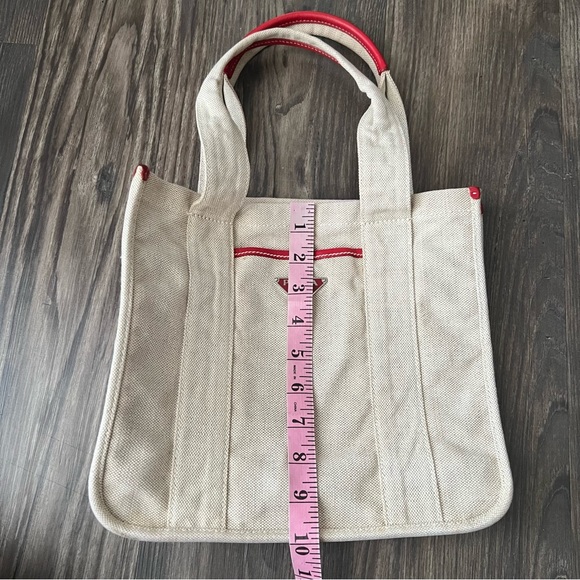 Prada Authentic Canvas Tote with Red Leather Trim - Picture 15 of 16